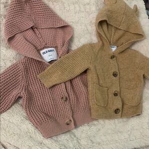 Old Navy Cozy Pink and Tan Baby Hoodies